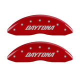 MGP 4 Caliper Covers Engraved Front & Rear Daytona Red finish silver ch - 12001SDAYRD