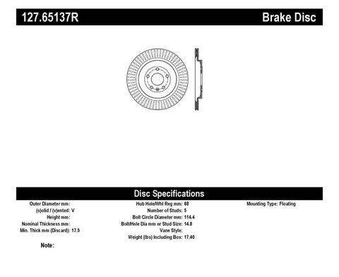 StopTech Slotted & Drilled Sport Brake Rotor - 127.65137R