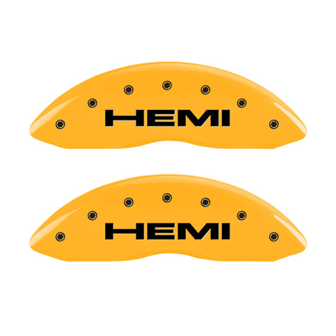 MGP 4 Caliper Covers Engraved Front & Rear Hemi Yellow finish black ch - 55001SHEMYL