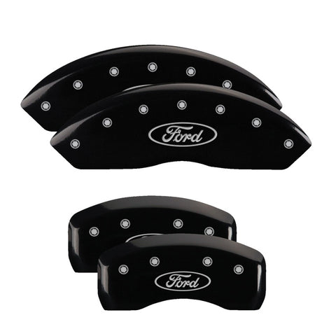 MGP 4 Caliper Covers Engraved Front & Rear Oval logo/Ford Black finish silver ch - 10220SFRDBK