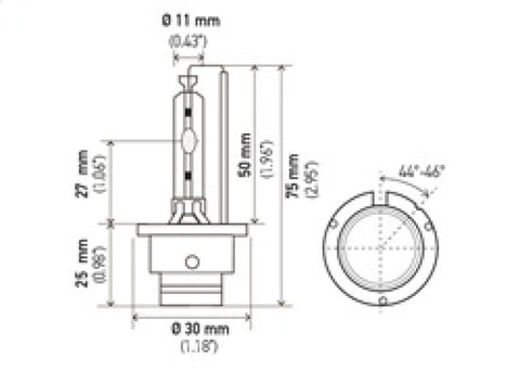 Hella Xenon D2S Bulb P32-2d 85V 35W 4300k - D2S 4300 K