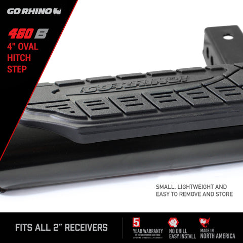 Go Rhino 4in Oval Hitch Step - Black - 460B