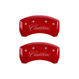 MGP 4 Caliper Covers Engraved Front & Rear Cursive/Cadillac Red finish silver ch - 35020SCADRD