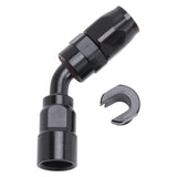 Russell Performance 3/8in SAE Quick Disc Female to -6 Hose Black 45 Degree Hose End - 611213