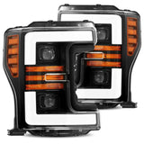 AlphaRex 17-19 Ford F-250 SD PRO-Series Proj Headlights Plank Style Black w/Activ Light/Seq Signal - 880108