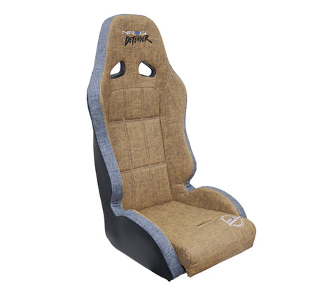 NRG Defender Seat/ Water Resistant Steel Frame Suspension - Brown w/ Gray Trim w/ Defender Logo - DF-100BR