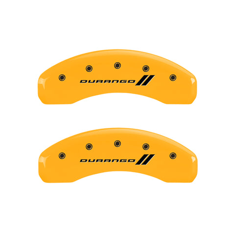 MGP 4 Caliper Covers Engraved F & R w/ Stripes/Durango Yellow Finish Black Char 2006 Dodge Durango - 12134SDGOYL