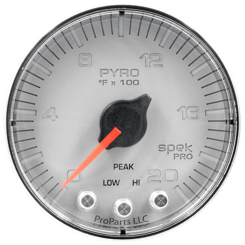 Autometer Spek-Pro Gauge Pyro. (Egt) 2 1/16in 2000f Stepper Motor W/Peak & Warn Slvr/Chrm - P310218