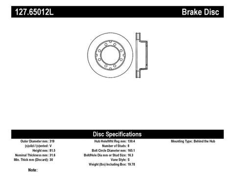 StopTech Slotted & Drilled Sport Brake Rotor - 127.65012L