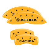 MGP 4 Caliper Covers Engraved Front & Rear Acura Yellow finish black ch - 39013SACUYL