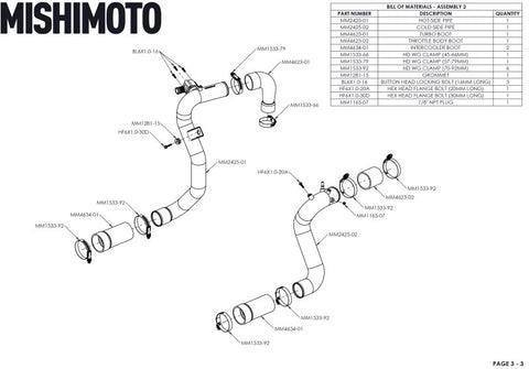 Mishimoto 21+ Bronco 2.3L High Mount INT Kit BK Core P Pipes - MMINT-BR23-21HKBKP