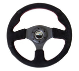 NRG Reinforced Steering Wheel (320mm) Suede w/Red Stitch - RST-012S-RS