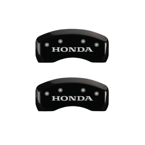 MGP 4 Caliper Covers Engraved Front & Rear Honda Black Finish Silver Char 2010 Honda Civic - 20223SHONBK