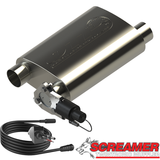 QTP 2.5in Weld-On 304SS Reverse Screamer Muffler w/Bolt-On QTEC Electric Cutout - 13251C