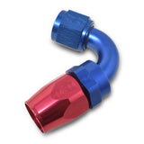 Russell Performance -10 AN Red/Blue 120 Degree Full Flow Swivel Hose End (With 15/16in Radius) - 613420