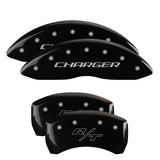 MGP 4 Caliper Covers Engraved Front Charger Engraved Rear RT Black finish silver ch - 12181SCHRBK