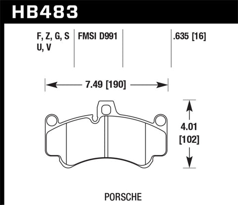 Hawk 08 Porsche 911 Targa 4/4S/03-05 911 GT2/04-08 GT3/07-08 Turbo HT-10 Race Front Brake Pads - HB483S.635