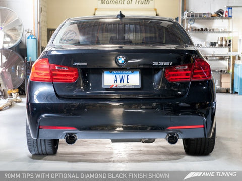 AWE Tuning BMW F3X 335i/435i Touring Edition Axle-Back Exhaust - Diamond Black Tips (90mm) - 3010-33028