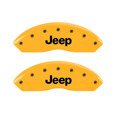 MGP 4 Caliper Covers Engraved Front & Rear Jeep Yellow Finish Black Char 2006 Jeep Wrangler - 42014SJEPYL