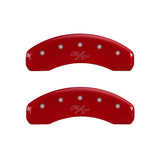 MGP 4 Caliper Covers Engraved Front Cursive/Challenger Engraved Rear RT Red finish silver ch - 12088SCLRRD