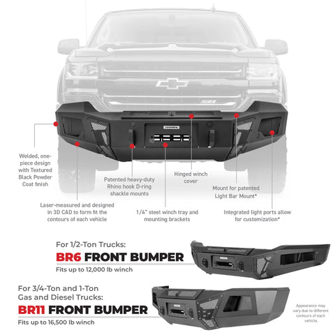 Go Rhino 2019 Chevrolet Silverado 1500 LD (Classic) BR6 Front Bumper Replacement - 24180T