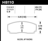 Hawk HPS 5.0 AP Racing w/ 0.654 Thickness Performance Street Brake Pads - HB110B.654