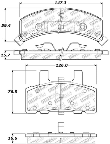 StopTech Sport Brake Pads w/Shims and Hardware - Front - 309.03690