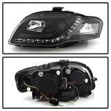 Spyder Audi A4 06-08 Projector Headlights Halogen Model Only - DRL Black PRO-YD-AA405-DRL-BK - 5008572