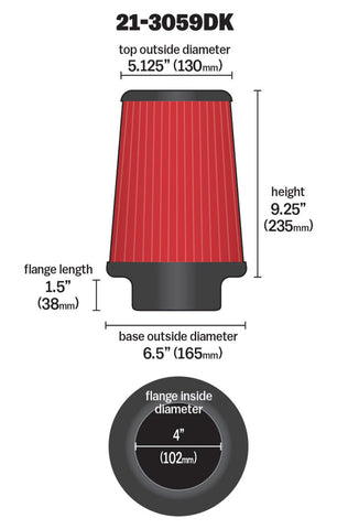 AEM 4 inch x 9 inch x 1 inch Dryflow Element Filter Replacement - 21-3059DK