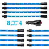 XK Glow Strip Single Color Underglow LED Accent Light Car/Truck Kit Light Blue - 8x24In + 4x 8In - XK041005-AB