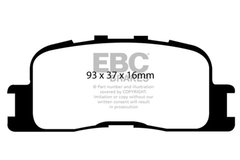 EBC 00-03 Toyota Highlander 2.4 2WD Greenstuff Rear Brake Pads - DP61716