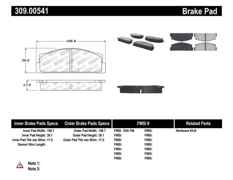 StopTech Performance Brake Pads - 309.00541