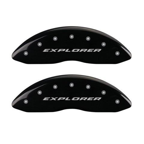 MGP 4 Caliper Covers Engraved Front & Rear Explorer Black finish silver ch - 10215SXPLBK