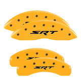 MGP 4 Caliper Covers Engraved Front & Rear Srt Yellow Finish Black Char 2006 Jeep Commander - 42002SSRTYL