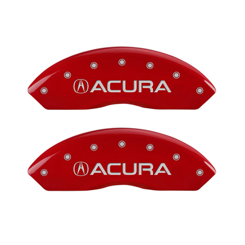 MGP 4 Caliper Covers Engraved Front Acura Engraved Rear TSX Red finish silver ch - 39016STSXRD