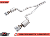 AWE Tuning 2017+ Challenger 5.7L Touring Edition Exhaust - Non-Resonated - Chrome Silver Quad Tips - 3020-42076