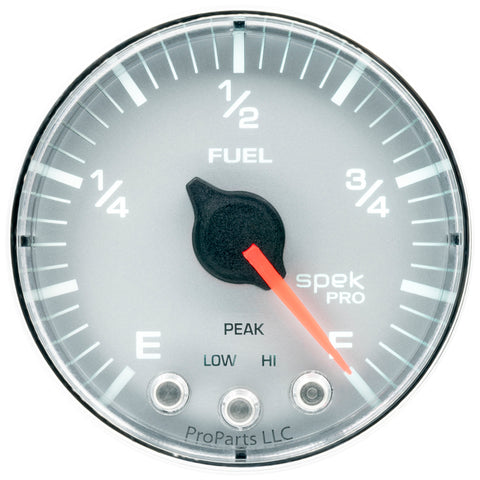 Autometer Spek-Pro Gauge Fuel Level 2 1/16in 0-270 Programmable Slvr/Chrm - P312218