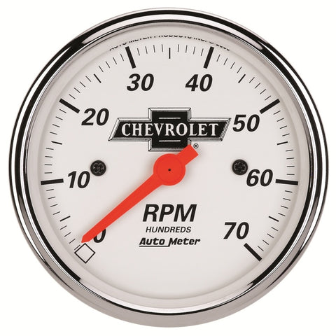 Autometer Arctic White GM 3-1/8in 7000RPM 4, 6, 8 Cyl Electrical Tachometer Gauge - 1398-00408