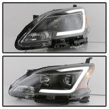 xTune 13-15 Nissan Sentra DRL LED Light Bar Halogen Projector Headlights - Black (PRO-JH-NS13-LB-BK) - 9042966