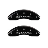 MGP 4 Caliper Covers Engraved Front & Rear Sonic Black finish silver ch - 14229SSNCBK