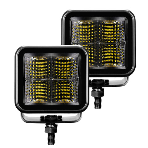 Go Rhino Xplor Blackout Series Cube LED Flood Light Kit (Surface/Threaded Stud Mnt) 3x3 - Blk (Pair) - 750400321FCS