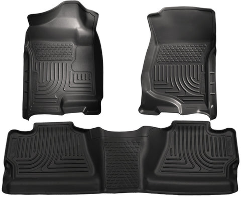 Husky Liners 07-12 Chevy Silverado/GMC Sierra Crew Cab WeatherBeater Combo Black Floor Liners - 98201