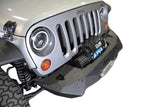 DV8 Offroad 07-18 Jeep Wrangler JK/JL Steel Stubby Front Bumper w/ Light Bracket & Winch Plate - FBSHTB-24