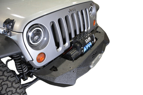 DV8 Offroad 07-18 Jeep Wrangler JK/JL Steel Stubby Front Bumper w/ Light Bracket & Winch Plate - FBSHTB-24