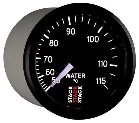 Autometer Stack Instruments 52mm 50-115 Celsius 3/8 BSPT (M) Mechanical Water Temp Gauge - Black - ST3107