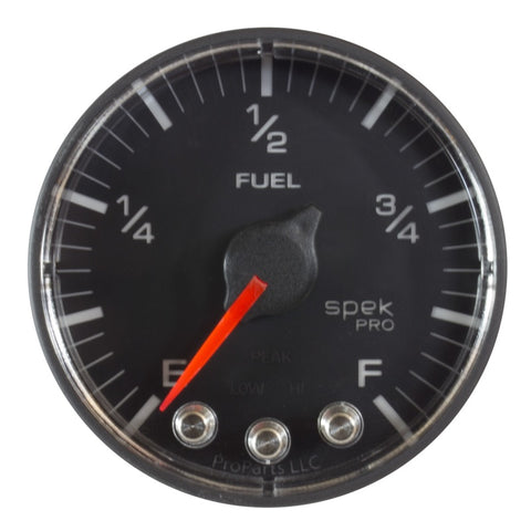 Autometer Spek-Pro Gauge Fuel Level 2 1/16in 0-270 Programmable Blk/Blk - P312328