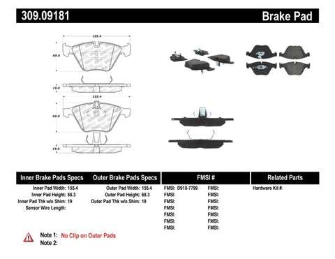 StopTech Performance 11-12 BMW Z4 (E86) / 07-11 335 Series (E90/92/93/F30) Front Brake Pads - 309.09181