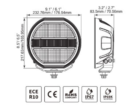 Go Rhino Xplor Blackout Series Maxline LED Hi/Low Beam w/Multi DRL (Surface Mount) 9in. - Blk - 751440911CRS