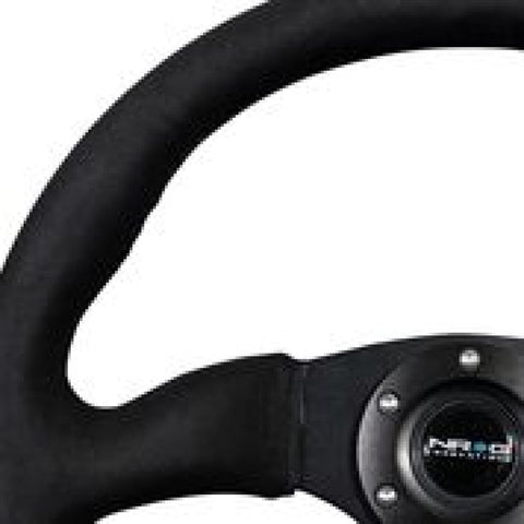 NRG Reinforced Steering Wheel (350mm / 2.5in. Deep)Blk Alcantara Comfort Grip w/4mm Matte Blk Spokes - RST-023MB-SA