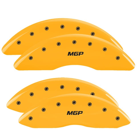 MGP 4 Caliper Covers Engraved Front & Rear MGP Yellow Finish Black Char 2016 Buick Regal - 49012SMGPYL